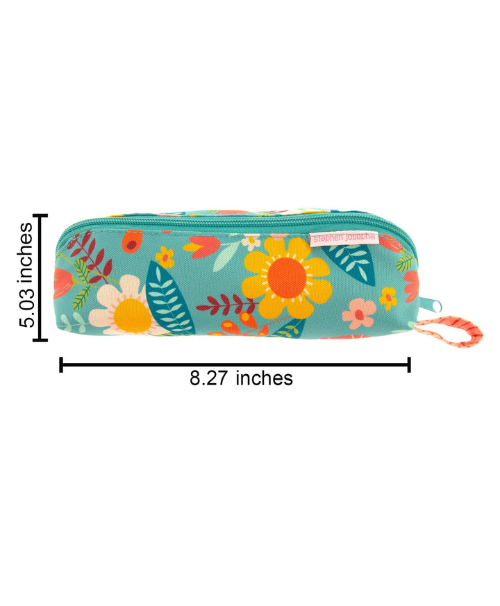 Stephen Joseph All Over Print Pencil Pouch Blue Floral Design - Multicolour