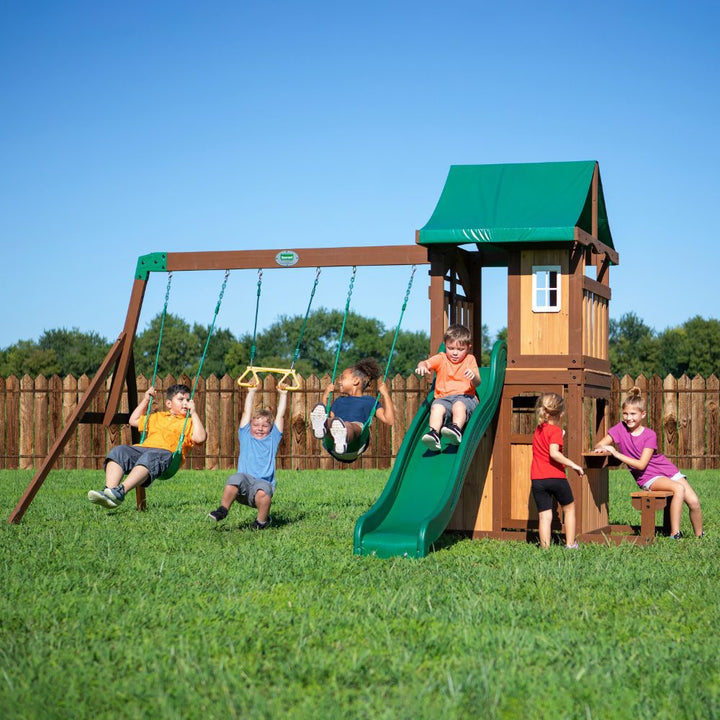 Backyard Discovery Lakewood Play Tower with Swings and Slide