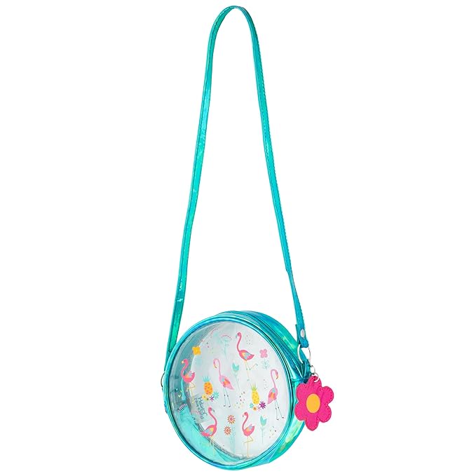 Stephen Joseph Clear/Iridescent Crossbody Purse Flamingo