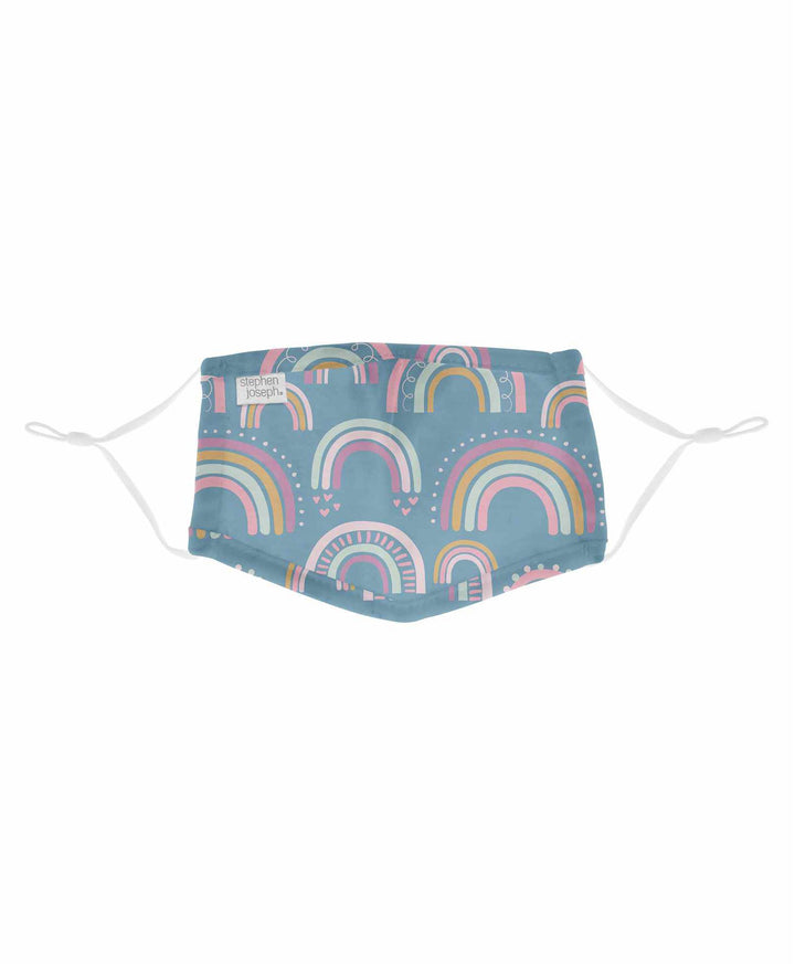 Stephen Joseph Mask with Pouch Rainbow Print - Blue