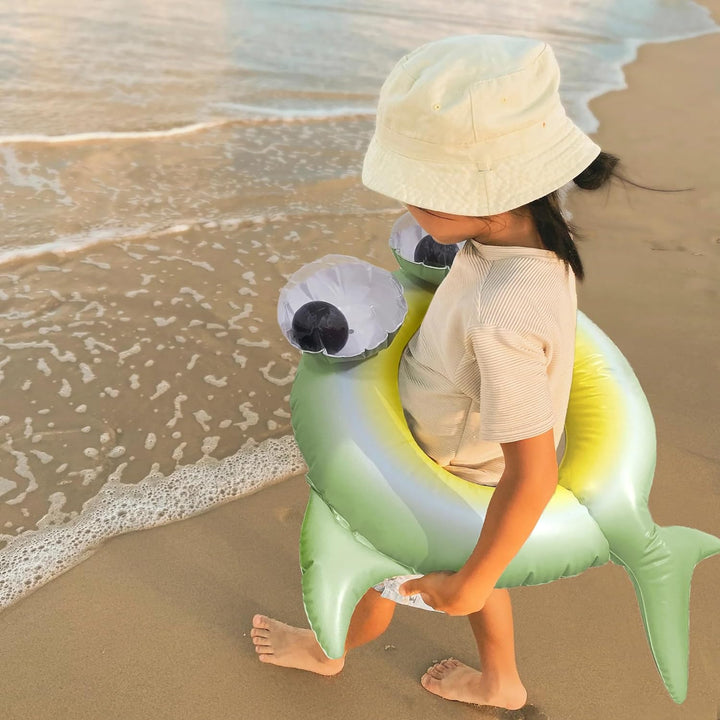 SUNNYLiFE green color inflatable Kiddy Pool Ring Shark Tribe Khaki