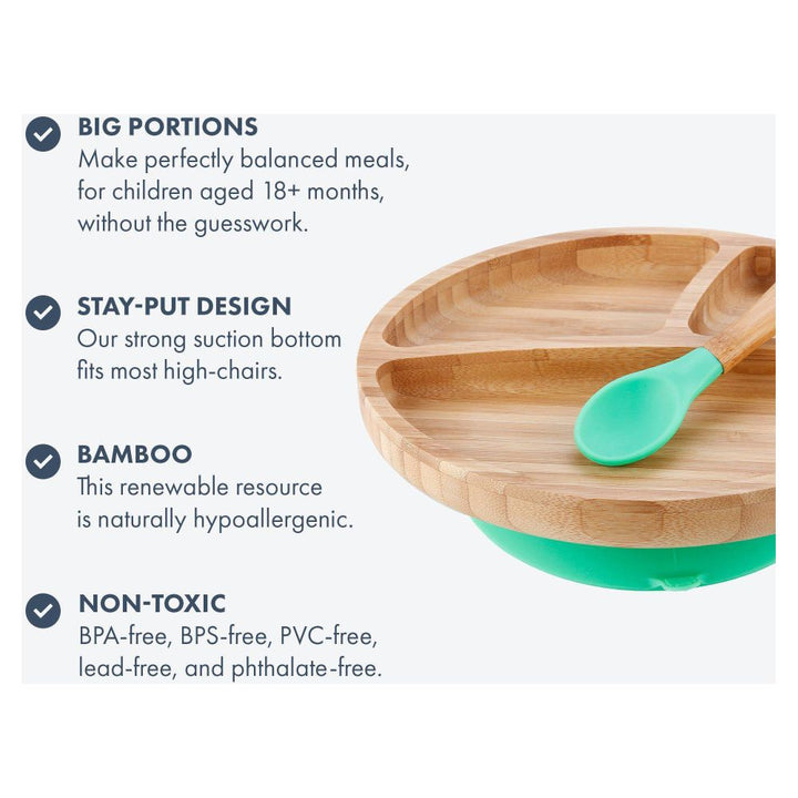 Avanchy Bamboo Suction Toddler Plate + Spoon