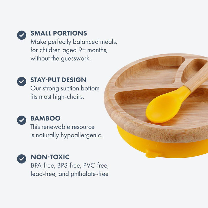 Avanchy Bamboo Suction Baby Plate + Spoon