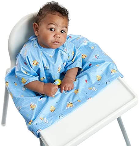 Bibado Short-sleeve Coverall Weaning Bib  Ducklings Pool Party - Blue