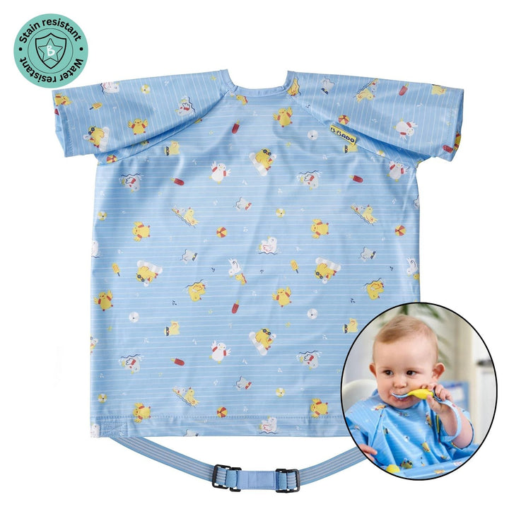 Bibado Short-sleeve Coverall Weaning Bib  Ducklings Pool Party - Blue