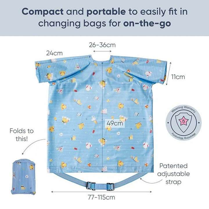 Bibado Short-sleeve Coverall Weaning Bib  Ducklings Pool Party - Blue