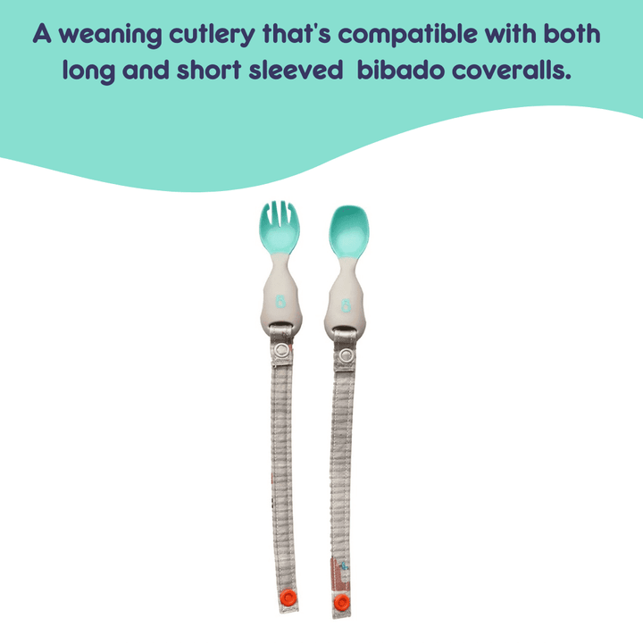 Bibado Handi Cutlery- Attachable Weaning Cutlery Set Woodland Friends Grey