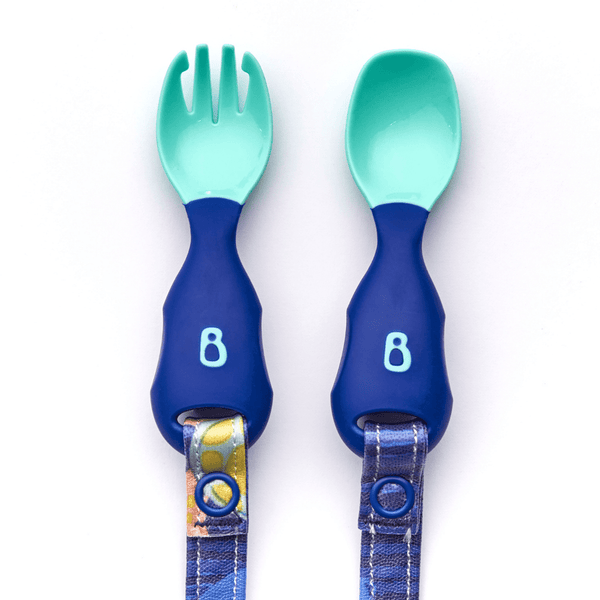 Bibado Handi Cutlery- Attachable Weaning Cutlery Set Oceans of Fun Dark Blue