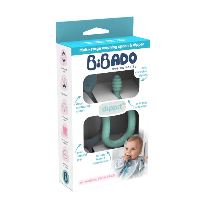 Bibado Weaning Spoon and Dipper Mint &amp; Blue - Pack of 2