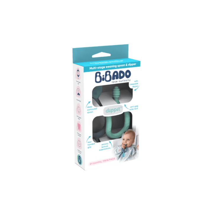 Bibado Multi Weaning Spoon and Dipper Green &amp; Grey - Pack of 2