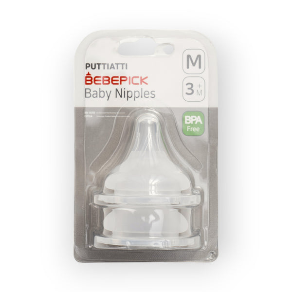 Bebepick Silicone Baby Nipples, M, 3+M