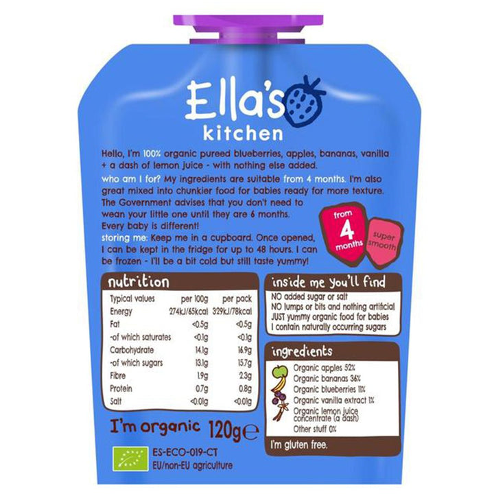 Ella's Kitchen Blueberries Apple + Banana, 4m+, 120g