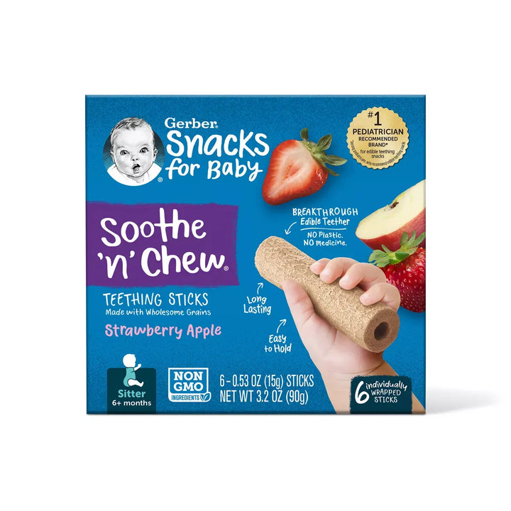 Gerber Soothe n Chew Teething Sticks - Strawberry Apple 90g