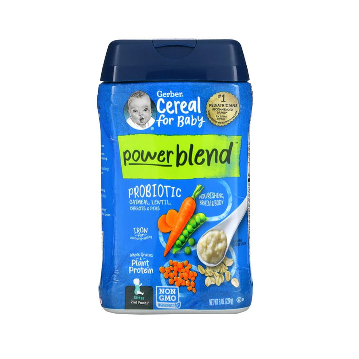 Gerber Power Blend Probiotic Oatmeal, Lentil, Carrots and Peas Cereal, 227g