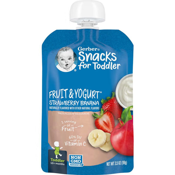 Gerber Snacks for Toddler, Fruit and Yogurt, Strawberry Banana, 99g