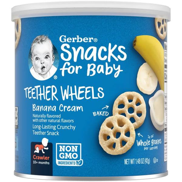 Gerber Teether Wheels, 8+ Months, Banana Cream - 42g