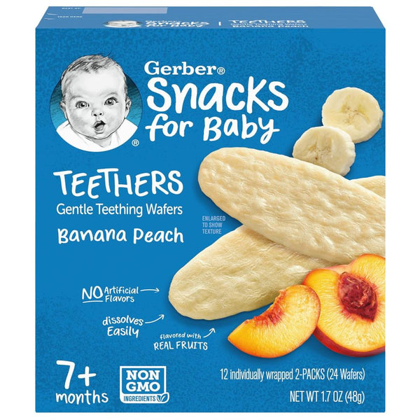 Gerber Teethers Gentle Teething Wafers, 7+ Months, Banana Peach - 48g