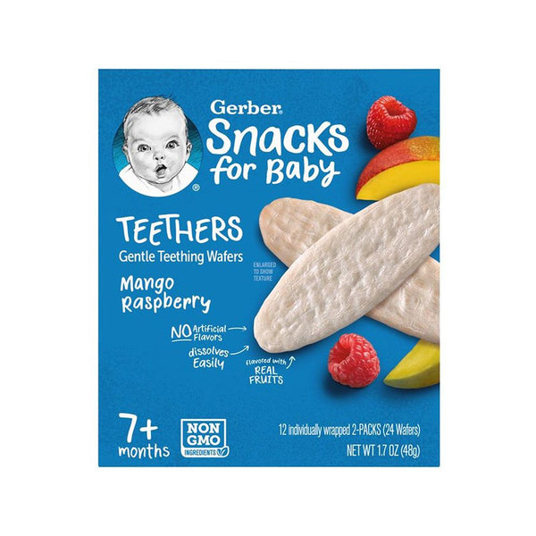 Gerber Teethers Gentle Teething Wafers, 7+ Months, Mango Raspberry - 48g