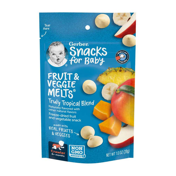 Gerber Fruit & Veggie Melts, Truly Tropical Blend, 8+ Months - 28g