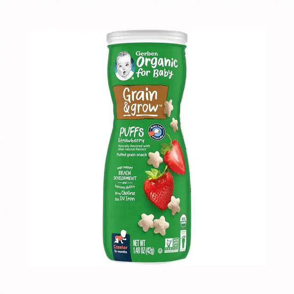 Gerber Organic Puffs, Strawberry, 42g