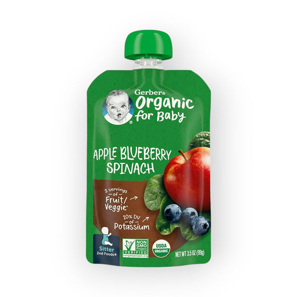 Gerber Organic Puree Apple, Blueberry Spinach, 99g