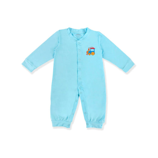 Kidbea Bamboo Soft Fabric Onesies, Baby Girl - Train Blue Romper