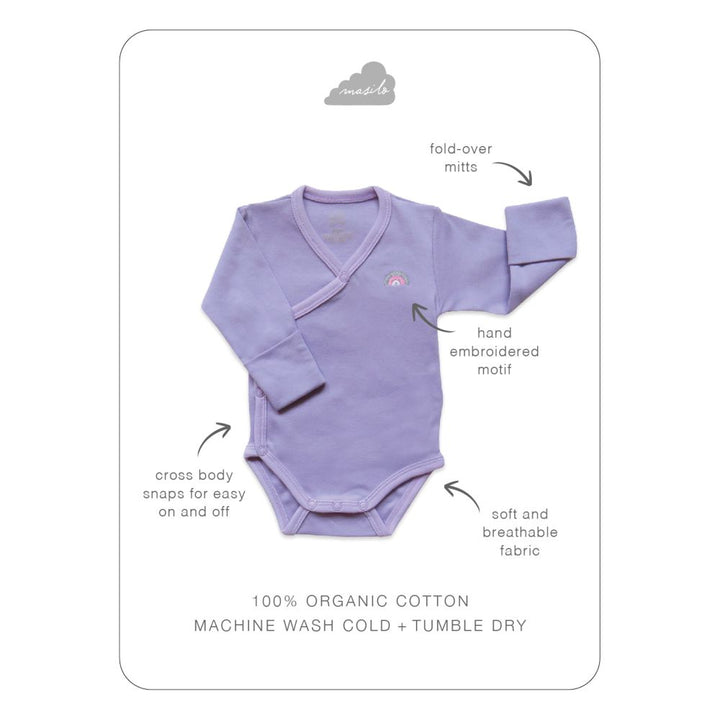 Masilo Long Sleeve Kimono Bodysuit, Lilac