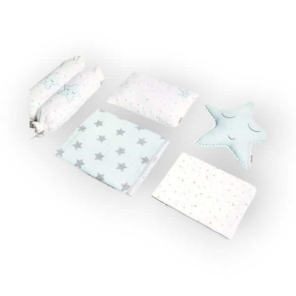 Masilo Organic Cotton Cot Bedding Set – Sleepy Star (Blue) (With Quilted Blanket)