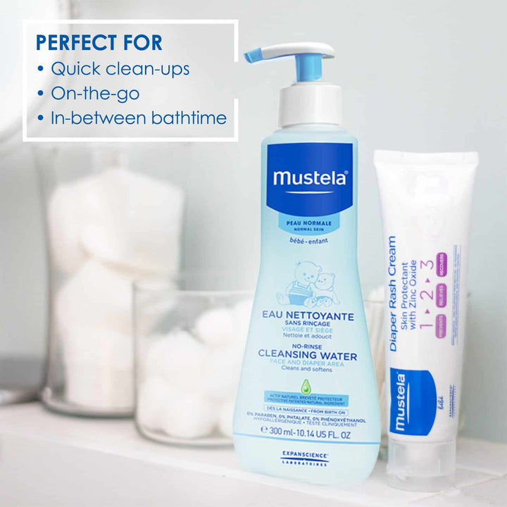 Mustela No Rinse Cleansing Water, with Natural Avocado Perseose and Aloe Vera, 300ml