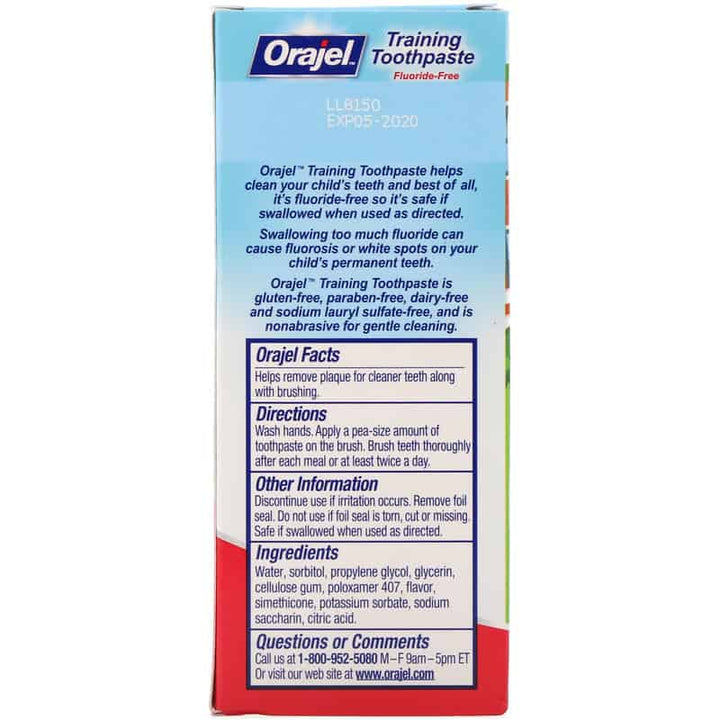 Orajel Training Toothpaste Berry Fun, Fluoride Free, 42.5g