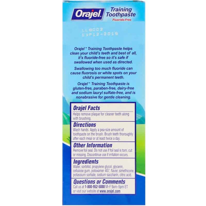 Orajel Training Toothpaste Fruity Fun, Fluoride Free, 42.5g