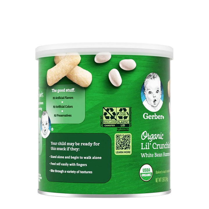 Gerber Organic Lil' Crunchies, White Bean Hummus - 45g