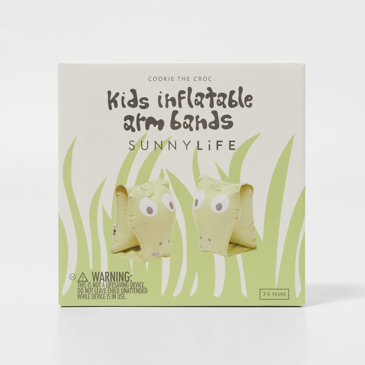 SUNNYLiFE Kids Inflatable Arm Bands Cookie the Croc Light Khaki