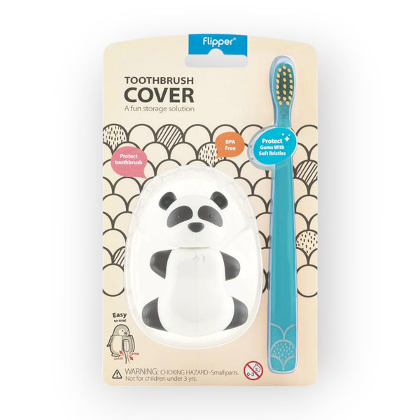 Flipper Toothbrush Cover & Toothbrush Flp Fun Animal Combo Pack / Panda