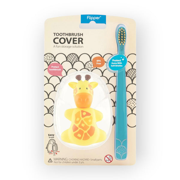 Flipper Toothbrush Cover & Toothbrush Flp Fun Animal Combo Pack / Giraffe