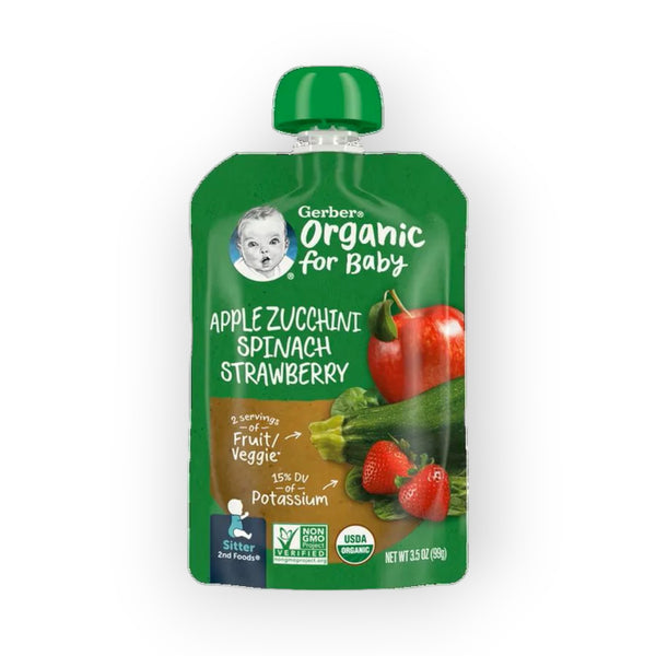 Gerber Organic for Baby Apple Zucchini Spinach Strawberry, 99g