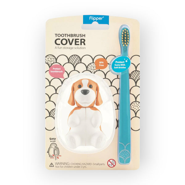 Flipper Toothbrush Cover & Toothbrush Flp Fun Animal Combo Pack / Beagle