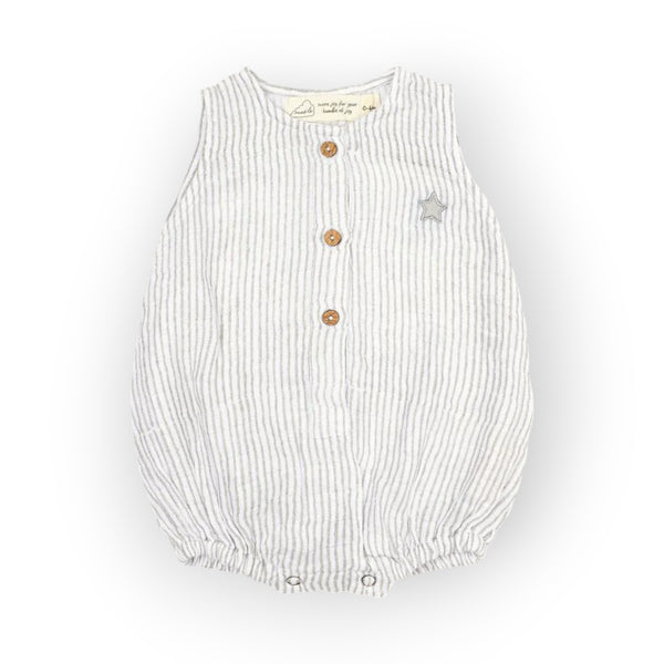 Masilo Organic Muslin Baby Romper - Grey Stripe