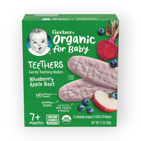 Gerber Organic Baby Teethers, Blueberry Apple Beet, 48g