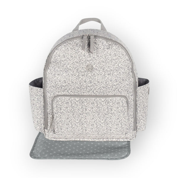 Pasito a Pasito Flower Mellow Grey Backpack Diaper Changing Bag