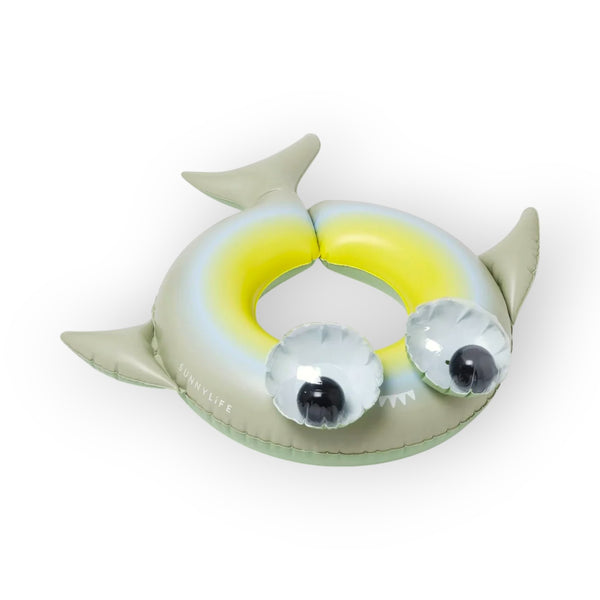 SUNNYLiFE green color inflatable Kiddy Pool Ring Shark Tribe Khaki