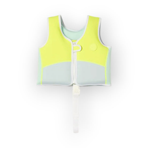 SUNNYLiFE Salty the Shark Swim Vest 2-3 Aqua Neon Yellow