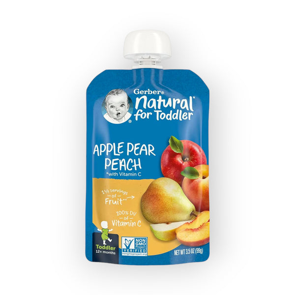 Gerber Natural for Toddler Puree, Apple Pear Peach, 99g