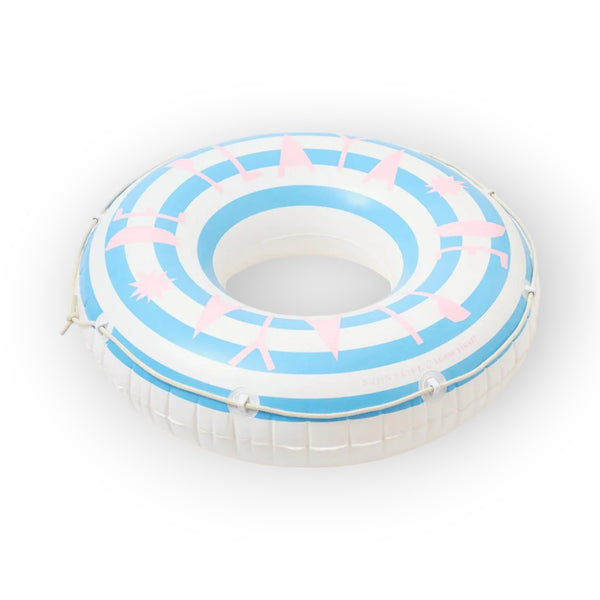 SUNNYLiFE Blue Stripes Inflatable Retro Pool Ring De Playa Stripe