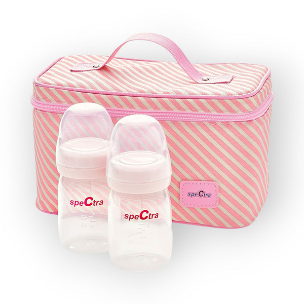 Spectra Cooler Bag Storage Kit (Ice Pack and 2 Wide Neck Bottles Without Nipples) for Breast Milk - Pink