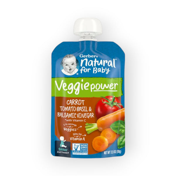 Gerber Natural for Baby Veggie Power, Carrot Tomato Basil and Balsamic Vinegar, 99g