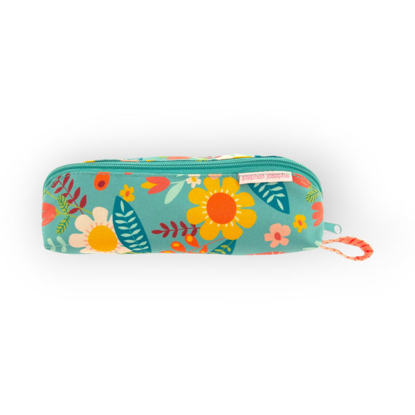 Stephen Joseph All Over Print Pencil Pouch Blue Floral Design - Multicolour