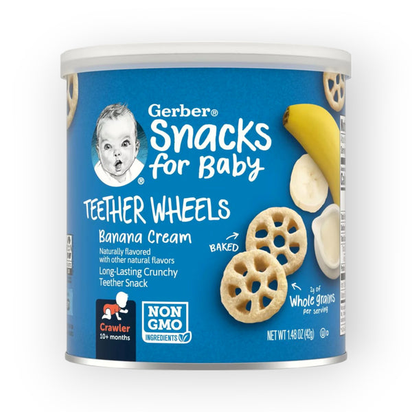 Gerber Teether Wheels, 8+ Months, Banana Cream - 42g