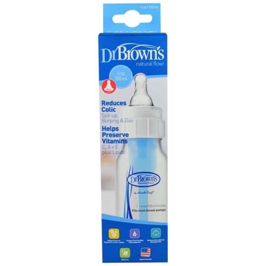 Buy Dr. Brown's, Natural Flow Bottle, 0+ Months, 120ml online with Free Shipping at Baby Amore India, Babyamore.in