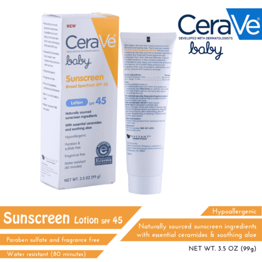 Buy CeraVe Baby Sunscreen Lotion SPF 45, 99g online with Free Shipping at Baby Amore India, Babyamore.in